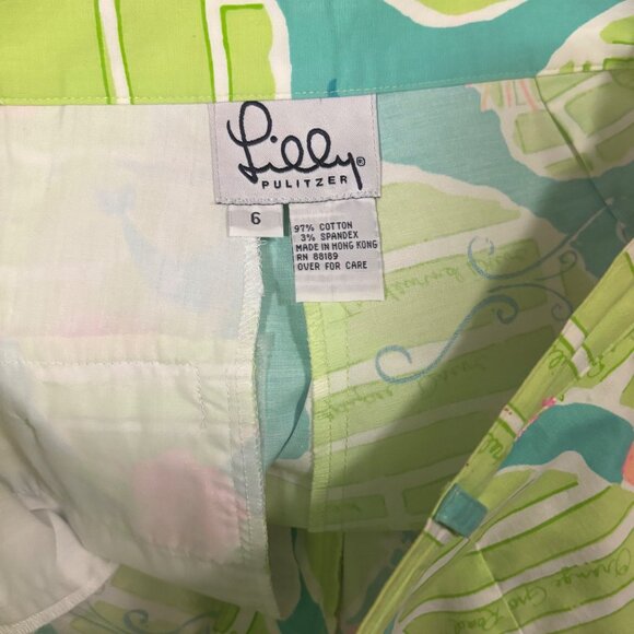 Lilly Pulitzer Womens Vintage Green & Pink Floral Print Everglades Shorts Size 6 - Picture 7 of 7